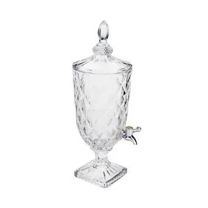 Suqueira de Vidro Cristal Diamante 3 Litros com Torneira, Tampa e Suporte - 123Útil