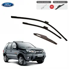 Kit Palhetas Limpador De Parabrisa Ecosport Par Palhetas Dianteiro+Traseiro 2006 até 2024