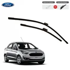 Kit 3 Palhetas Limpador Parabrisa Dianteiro + Traseiro Ford Ka 2014-2022 Borracha Silicone Alta Durabilidade