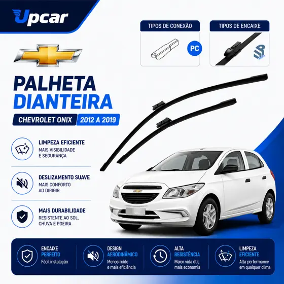 Kit Palheta Limpador Parabrisa Silicone Dianteiro + Traseiro Onix Prisma 2012 à 2018