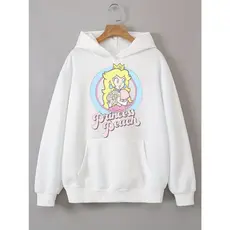 Moletom Fechado Canguru Feminino Jogos Antigos Princess Peach Mario Com Capuz Bolso