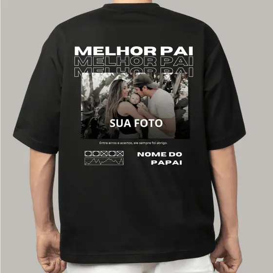 Camiseta Masculina Personalizada “Melhor Pai” com Sua Foto Camisa 100% Algodão Presente Dia dos Pais