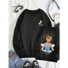 Moletom Gola Careca Princesas Blusa de Frio Sem Capuz Sem Bolso Disney Clássicas Personalizadas