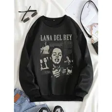 Moletom Gola Careca Sem Bolso Sem Capuz Lana Del Rey Cantora
