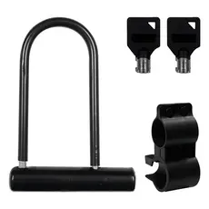Trava Tranca Cadeado U Bike Bicicleta Moto U Lock Em Aço 245 Reforçada Preto 20 cm 13mm