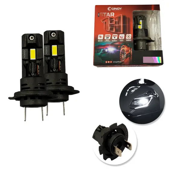 Lâmpada Led Cinoy Star 1:1 6000k Xenon Branca Fria Farol de Milha Farol Baixo/Alto