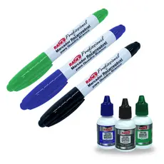 Kit 3 Canetas P/ Quadro Branco Recarregável + 3 Refil Tintas