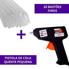 Pistola De Cola Quente Pequena Bivolt C/ 20 Bastões Incluso