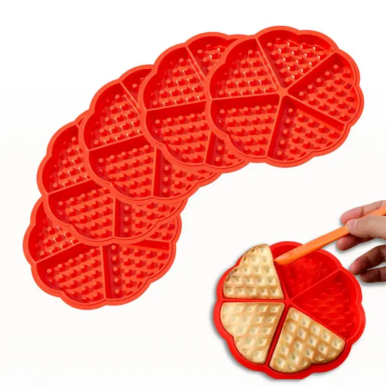 Kit 5 Un Formas De Silicone Para Waffles Bolo Antiaderente Assadeira