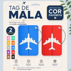 Kit 2 Tags Mala Viagem Segura Etiqueta A Prova De Água Resistente Colorida