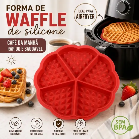 Forma de Silicone para Waffles e Bolo Antiaderente Assadeira
