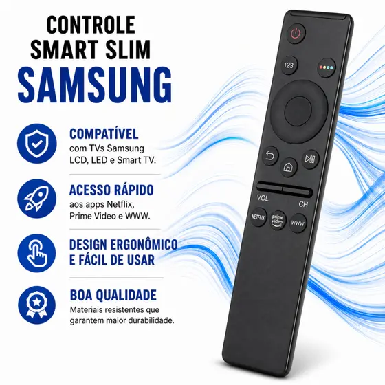 Controle Tv Compatível com Samsung Botões De Atalhos Netflix PrimeVideo
