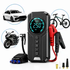 Auxiliar de Partida Carregador Bateria Com Compressor de Ar Emergência Portátil Veicular Automotivo