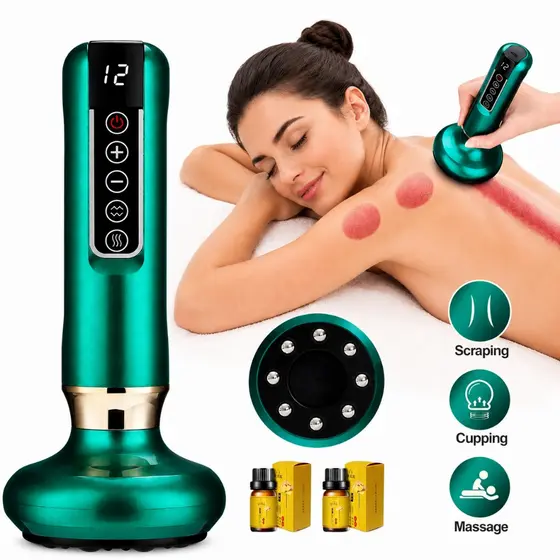 Massageador A Vácuo Sucção Elétrica Com Aquecimento Recarregável Vacuoterapia 12 Níveis