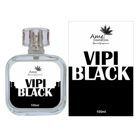 Perfume Vipi Black Masculino Amei Cosméticos Alta Fixação 33% de Essência Importada EDP