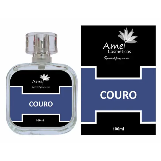 Perfume Masculino Couro Amei Cosmeticos Alta Fixação 33% de Essência Importada Parfum