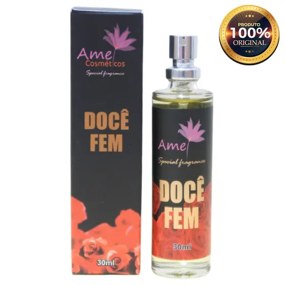 Docê Fem Perfume Feminino Amei Cosméticos 30ml Alta Fixação Essência Importada Parfum