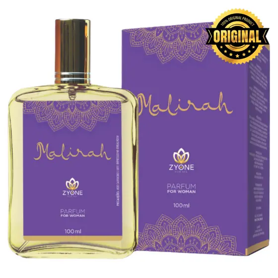 Malirah Zyone Cosméticos Árabe Feminino Parfum 100ml Alta Fixação 25% Essência Premium