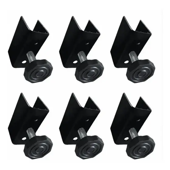 Kit 4/6/8/12 Sapata Pé Nivelador Pezinho para Móveis Chapa U 15mm Preto