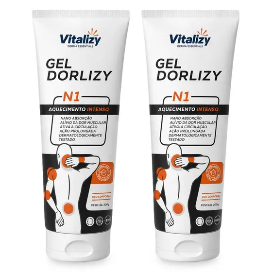 Kit 2x200g Gel Massageador Extra Forte Efeito Aquecedor Alívio Muscular Arnica Mentol Canfora Salicilato Metila Vitalizy