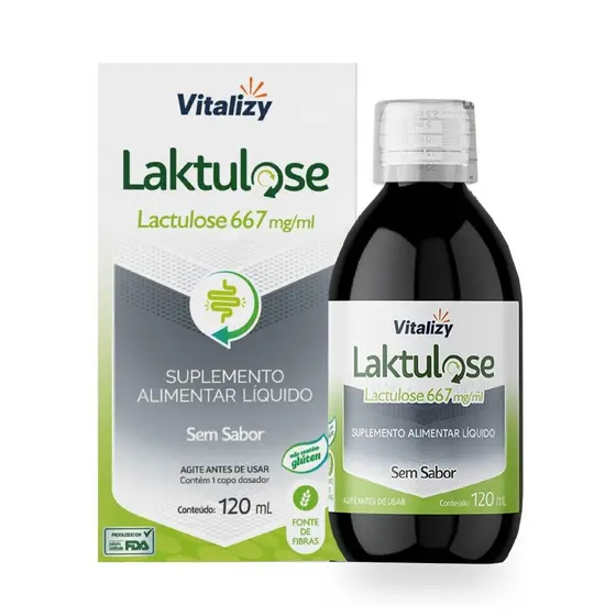 Lactulose 667mg/ml 120ml Sem Sabor Regulador Intestinal Sem Glúten Fonte De Fibras Natural Vitalizy