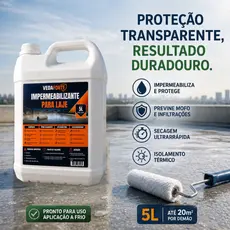 Manta liquida impermeabilizante Protege Infiltração hidrofugante p/ telhados lajes 5 litros Incolor