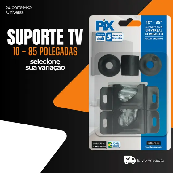 Kit 2 Suportes para Tv Fixo Universal Led Lcd Smart 4K 10 24 32 43 50 55 até 85 Polegadas Parede