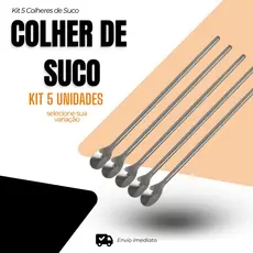 Kit 5 Colheres de Suco 30CM Colheres Bailarina para Sucos Bebidas Drinks Bares Barman Aço Inoxidável