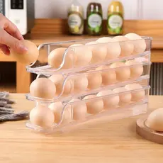 Porta Ovos de 3 andares Bandeja Dispenser Rolante Organizadora ate 21 Un.