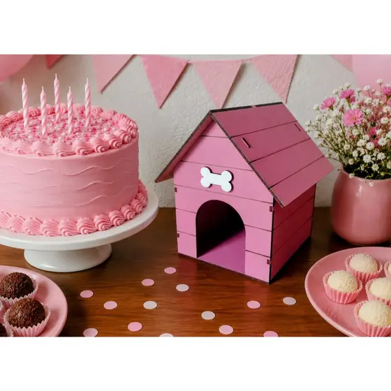 Casinha P Rosa Cachorro Patrulha Canina Centro de Mesa Decoração de Festa Aniversário Infantil Criança Quarto