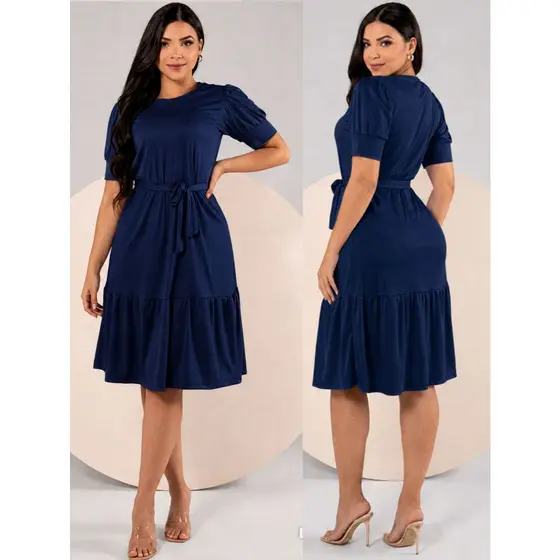 Vestido Feminino com Babado Rodado na Barra e Mangas Bufantes - Perfeito para Qualquer Ocasião