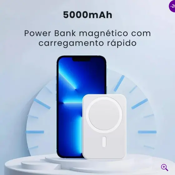 Carregador Portátil Power Bank Indução Magnético Magsafe 5000mAh 15W One-X PT-0978 Original Turbo
