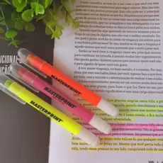 Kit 03 Marca Texto em Gel Master Print Amarela, Rosa e Laranja Canetas Biblia Escolar Escritorio