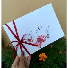Convite de Casamento vermelho floral