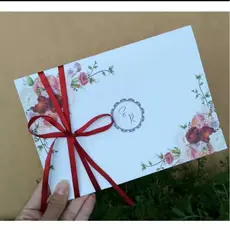 Convite de Casamento Floral vermelho