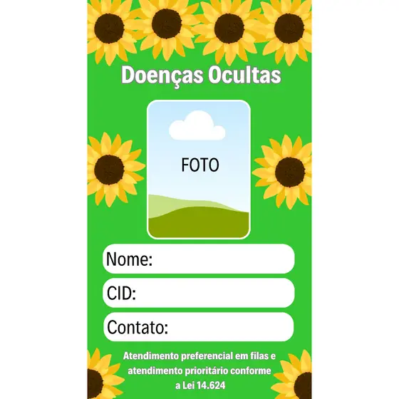 Crachá personalizado identificação Girassol