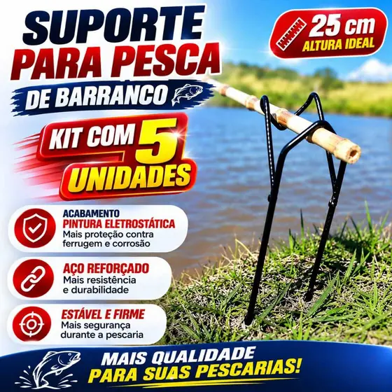 Suporte Para Vara, Pesca Esportiva de Barranco 25 Cm (5 unid.)