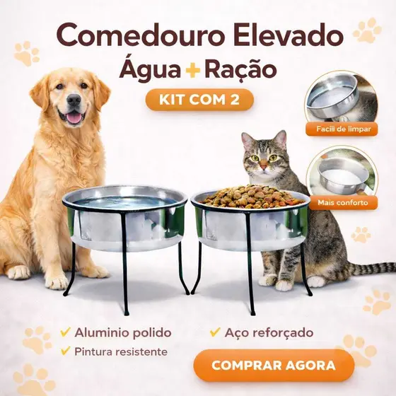 Tigela Pet Comedouro e Bebedouro Para Caes e Gatos (2unid)