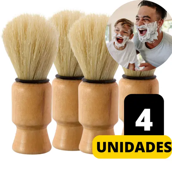 Kit 4 Pincel De Barbear Cerdas Macias Sintéticas Para Espuma De Barbear Kit Barba Completo
