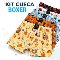Kit Cueca Boxer Box Infantil Menino Confortável Estampadas Criança Microfibra Tecido Macio Sortidas