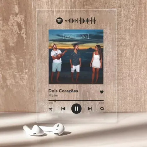 Placa Spotify Interativa Tamanho 10x15 - Com Suporte