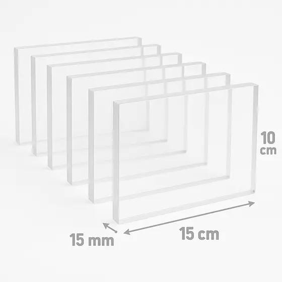Kit 3 Chapa Placa De Acrílico 15mm 10x15 cm Cristal Polido Para Personalização