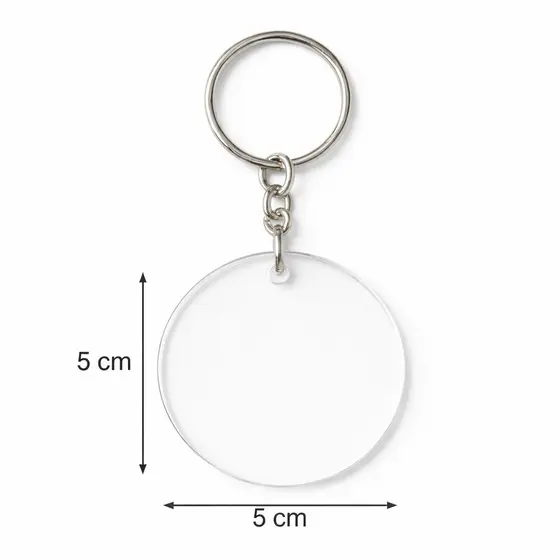 Kit 100 Chaveiros Transparentes 5cm Com Argola