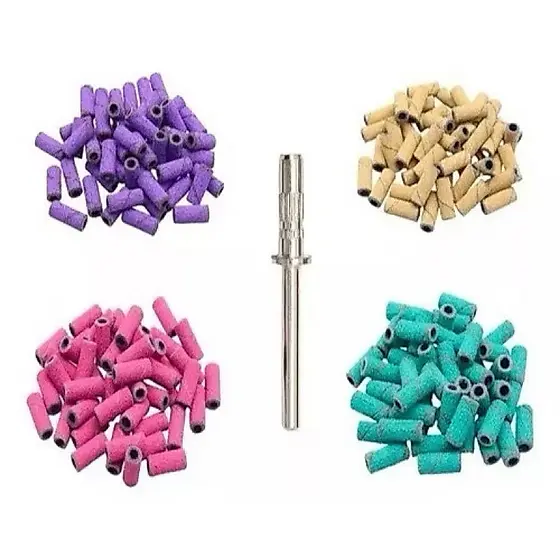 Kit Broca Mandril Caixa 50 Refil De Lixa Premium para Motor Lixadeira Helen Color HGJ-1112