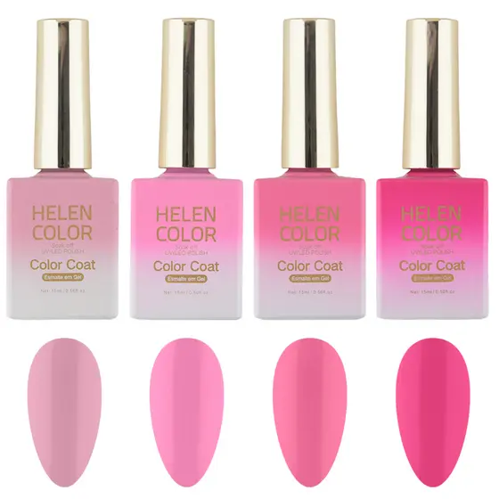 Kit 4 Esmaltes em Gel Helen Color Coat 60ml