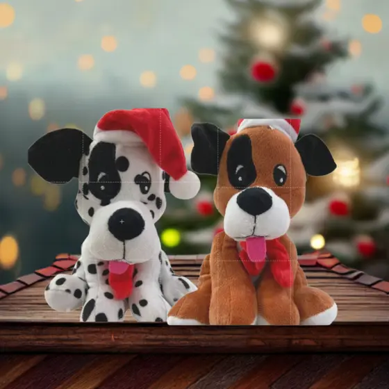Cachorrinho De Pelúcia Com Gorro De Natal | 19cm