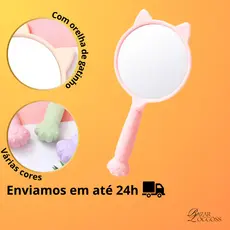 Espelho de Mão Gatinho Com Orelhas Maquiagem SkinCare