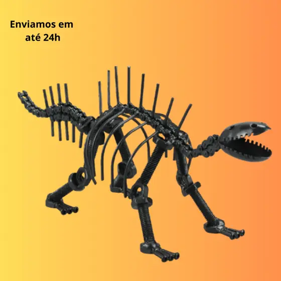 Dinossauro Stegosaurus Esqueleto Parafusos Metal 29 Cm Cor Chumbo