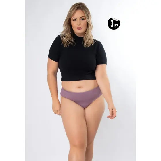 Kit 3 Calcinhas Ternura Plus Size Microfibra Fio Duplo Concept L