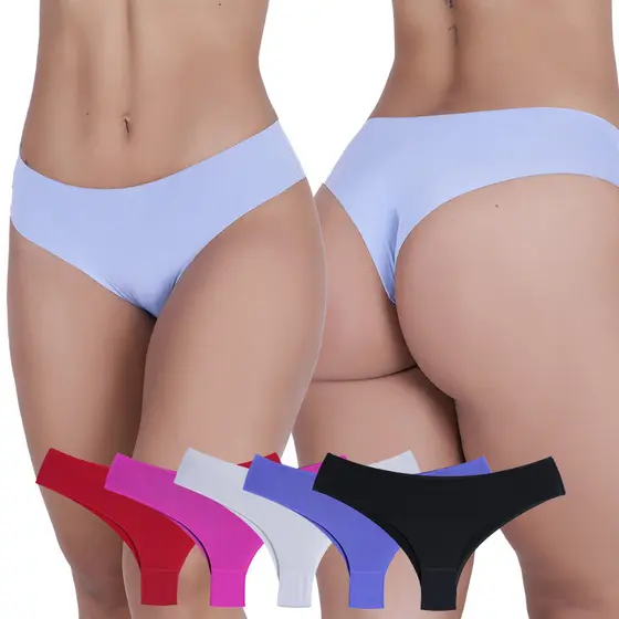 Kit Calcinhas Femininas Sem Costura Tanga Invisível Corte a Laser Confort Dia Dia Não Marca a Roupa